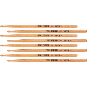 Vic Firth American Classic Terra Drumsticks - 5B, Wooden Tip (4-pack)