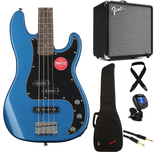 Squier Affinity Series Precision Bass and Fender Rumble 25 Combo Amp Essentials Bundle