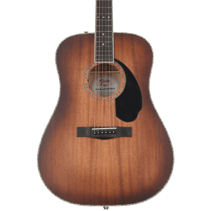 Fender PD-220E All Mahogany Dreadnought Acoustic-electric Guitar - Aged Cognac Burst