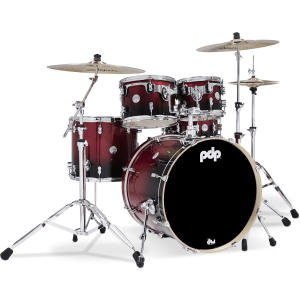 PDP Concept Maple Shell Pack - 5-piece - Red To Black Sparkle Fade