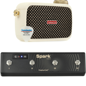 Positive Grid Spark GO Ultra-portable Smart Guitar Amp and Bluetooth Speaker - Pearl with Footswitch