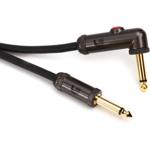 D'Addario PW-AGLRA-10 Circuit Breaker Straight to Right Angle Instrument Cable with Latching Switch - 10 foot