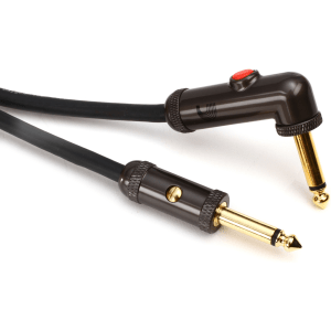 D'Addario PW-AGLRA-20 Circuit Breaker Straight to Right Angle Instrument Cable with Latching Switch - 20 foot