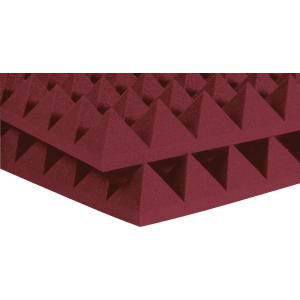 Auralex 4 inch Studiofoam Pyramid - 2x2 foot Acoustic Panel 6-pack - Burgundy