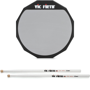 Vic Firth Double Sided 12" Practice Pad with Marching Sticks