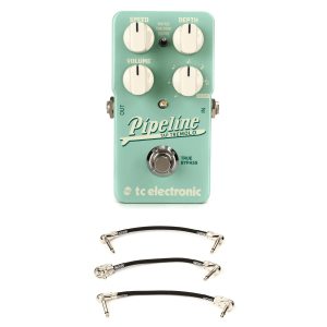 TC Electronic Pipeline Tremolo Pedal with Tap Tempo with Patch Cables
