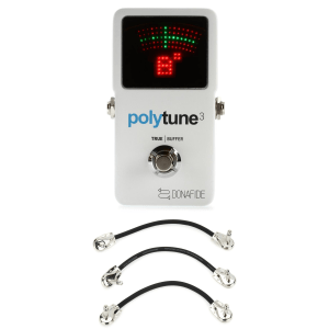 TC Electronic PolyTune 3 Polyphonic LED Guitar Tuner Pedal with 3 Patch Cables