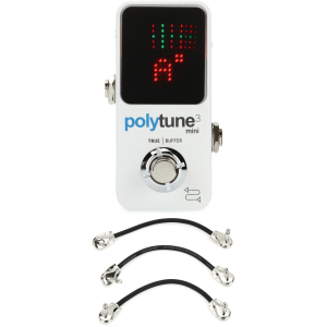 TC Electronic PolyTune 3 Mini Polyphonic Tuning Pedal with 3 Patch Cables