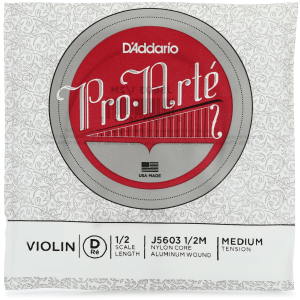 D'Addario J5603 Pro-Arte Violin D String - 1/2 Size, Medium Tension