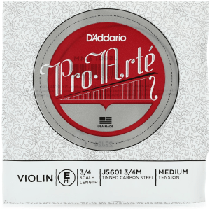 D'Addario J5601 Pro-Arte Violin E String - 3/4 Size, Medium Tension