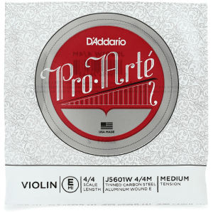 D'Addario J5601W Pro-Arte Violin E String - Aluminum-wound, 4/4 Size, Medium Tension