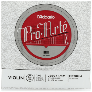 D'Addario J5604 Pro-Arte Violin G String - 1/4 Size, Medium Tension