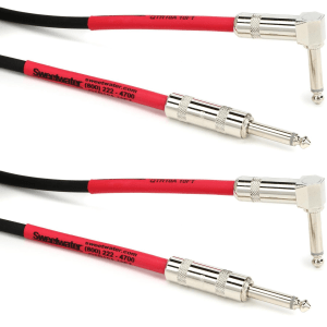 Pro Co EGL-10 Excellines Straight to Right Angle Instrument Cable - 10 foot (2-pack)