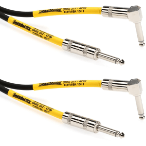 Pro Co EGL-15 Excellines Straight to Right Angle Instrument Cable (2-Pack) - 15 foot
