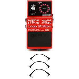 Boss RC-1 Loop Station Looper Pedal with 3 Patch Cables