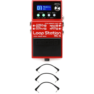 Boss RC-5 Loop Station Compact Phrase Recorder Pedal with 3 Patch Cables
