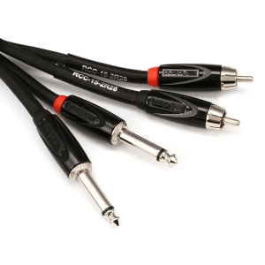 Roland RCC-15-2R28 Dual 1/4-inch TS Male to RCA Male Interconnect Cable - 15 foot