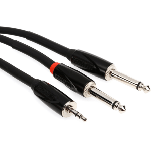 Roland RCC-5-3528V2 Black Series 3.5mm TRS Male to Dual 1/4-inch TS Male - 5 foot