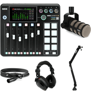 Rode Rodecaster Pro II Podcast Production Console with PodMic Cardioid Dynamic Microphone Kit