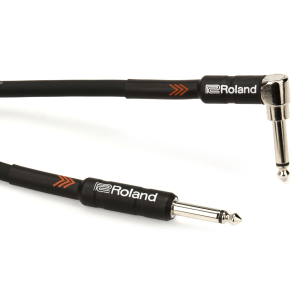 Roland RIC-B10A Black Series Instrument Cable - 1/4-inch TS Male to Right Angle 1/4-inch TS Male - 10-foot