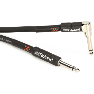 Roland RIC-B15 Black Series Instrument Cable - 1/4-inch TS Male to Right Angle 1/4-inch TS Male - 15-foot