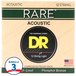 DR Strings RPL-10/12 Rare Phosphor Bronze 12-string Acoustic Guitar Strings - .010-.048 (3 Pack)