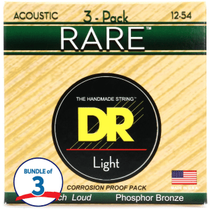 DR Strings RPM-12 Rare Phosphor Bronze Acoustic Guitar Strings - .012 - .054 Light (9 Pack)