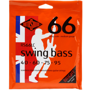 Rotosound RS66LC Swing Bass 66 Stainless Steel Roundwound Bass Guitar Strings - .040-.095 Medium Long Scale 4-string