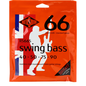 Rotosound RS66S Swing Bass 66 Stainless Steel Roundwound Bass Guitar Strings - .040-.090 Standard Short Scale 4-string