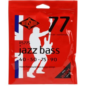 Rotosound RS77S Jazz 77 Monel Flatwound Bass Guitar Strings - .040-.090 Standard Short Scale 4-string