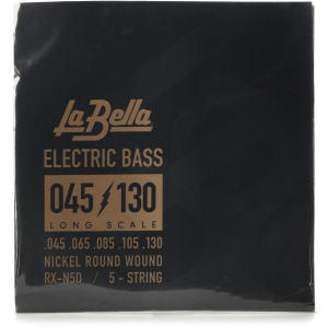 La Bella RX-N5D Rx Nickel Roundwound Bass Guitar Strings - .045-.130 Long Scale 5-string
