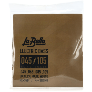 La Bella RX-S4D Rx Stainless Roundwound Bass Guitar Strings - .045-.105 Long Scale 4-string
