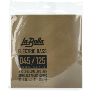 La Bella RX-S5B Rx Stainless Roundwound Bass Guitar Strings - .045-.125 Long Scale 5-string