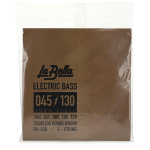 La Bella RX-S5D Rx Stainless Roundwound Electric Bass Guitar Strings - .045-.130 Long Scale 5-string