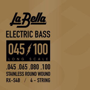 La Bella RX-S4B Rx Stainless Roundwound Bass Guitar Strings - .045-.100 Long Scale 4-string
