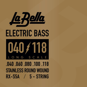 La Bella RX-S5A RX Stainless Roundwound Bass Guitar Strings - .040-.118 Long Scale 5-string