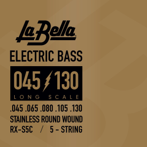 La Bella RX-S5C Rx Stainless Roundwound Bass Guitar Strings - .045-.130 Long Scale 5-string