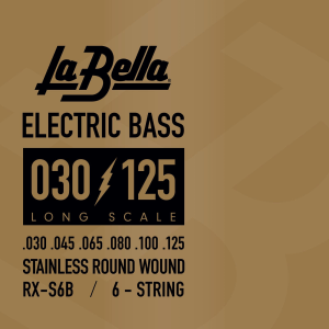 La Bella RX-S6B Rx Stainless Roundwound Bass Guitar Strings - .030-.125 Long Scale, 6-string