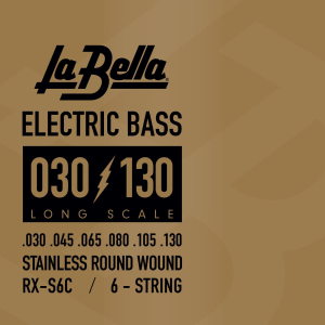 La Bella RX-S6C Rx Stainless Roundwound Bass Guitar Strings - .030-.130 Long Scale, 6-string