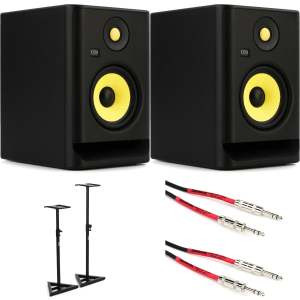 KRK ROKIT 5 G4 5 inch Powered Studio Monitor Pair with Stands and Cables