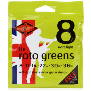 Rotosound R8 Roto Greens Nickel On Steel Electric Guitar Strings - .008-.038 Extra Light