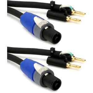 Pro Co S12BN Speaker Cable - Dual Banana to speakON - 25 foot (2-pack)