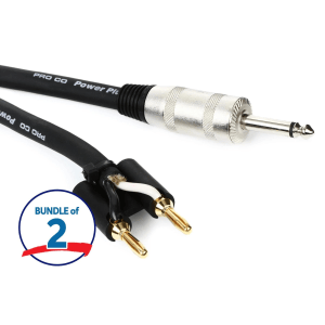 Pro Co S12BQ Speaker Cable - 1/4-inch TS Male Jumbo to Dual Banana - 25 foot (2-pack)
