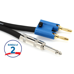 Pro Co S14BQ Speaker Cable - Dual Banana to 1/4 inch TS - 50 foot (2-pack)