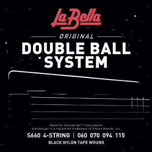 La Bella S660 Double Ball Black Nylon Tapewound Bass Guitar Strings - .060-.115 Light 4-string