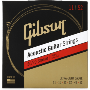 Gibson Accessories SAG-BRW11 80/20 Bronze Acoustic Guitar Strings - .011-.052 Ultra Light