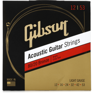 Gibson Accessories SAG-BRW12 80/20 Bronze Acoustic Guitar Strings - .012-.053 Light