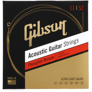 Gibson Accessories SAG-PB11 Phosphor Bronze Acoustic Guitar Strings - .011-.052 Ultra Light