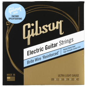 Gibson Accessories SEG-BWR9 Brite Wire 'Reinforced' Electric Guitar Strings - .009-.042 Ultra Light