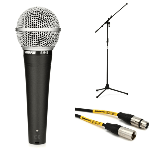 Shure SM48 Cardioid Dynamic Handheld Microphone Bundle with Stand and Cable